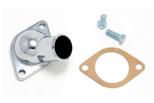 Water Neck - 45 Degree - 1-1/2 in ID Hose - Gasket / Hardware Included - Steel - Chrome - Chevy V8 - Each