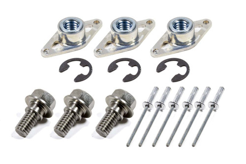 Mud Cover Installation Kit - Screw-In Inserts / Rivets Included - 1-3/8 in Spring - Stainless - Kit