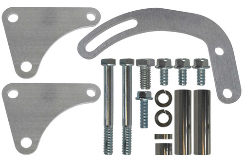 Power Steering Pump Bracket - Driver Side - Water Pump / Block Mount - Aluminum - Natural - Long Water Pump - Big Block Chevy - Kit