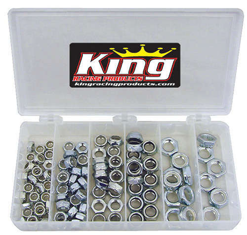 Nut - Locking - Assorted Sizes 1/4 through 1/2 in - Fine Thread - Hex Head - Nylon Insert - Steel - Zinc Plated - Kit
