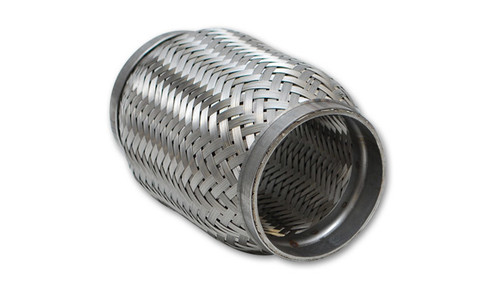 Exhaust Flex Pipe - Standard Flex - Weld-On - Flexible - 1-3/4 in Inlet - 1-3/4 in Outlet - 4 in Long - Inner Braided Liner - Stainless - Each