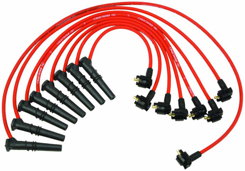 Spark Plug Wire Set - Ford Racing - Spiral Core - 9 mm - Red - 45 Degree Plug Boots - HEI Style Terminal - 2 Valve - Ford Modular - Kit