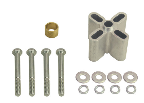 Fan Spacer - 2 in Thick - Bushing / Hardware Included - Aluminum - Clear Anodized - Chevy V8 / Ford V8 - Each
