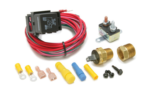 Fan Controller - AC Activated - 195 Degree F On - 185 Degree F Off - 3/8 in NPT Temperature Sensor - 1/2 in NPT Adapter - Harness / Relay - Kit