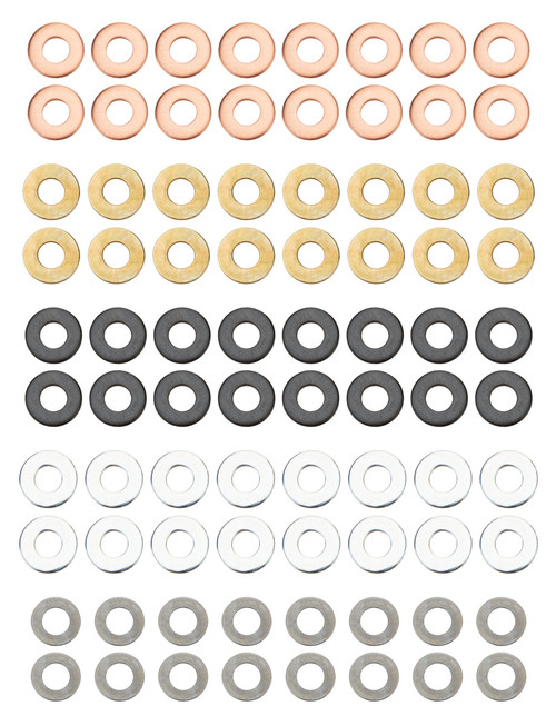 Rocker Arm Shims - BB Washer Type - 0.025 in / 0.050 in / 0.100 in / 0.150 in / 0.200 in Thick - Small Block Chevy - Kit