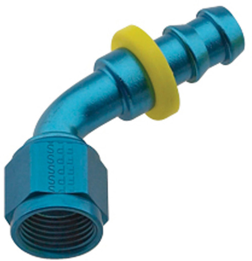 Fitting - Hose End - 8000 Series Push-Lite - 60 Degree - 8 AN Hose Barb to 8 AN Female - Aluminum - Blue Anodized - Each