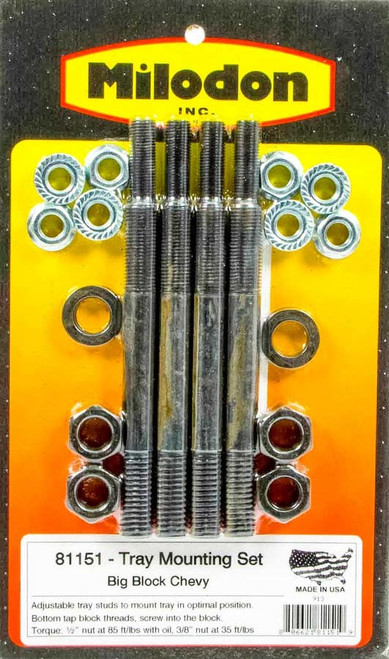 Windage Tray Stud - 3/8 in - Steel - Black Oxide - Various V8 Applications - Set of 4