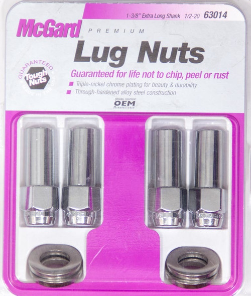 Lug Nut - Premium - 1/2-20 in Right Hand Thread - 13/16 in Hex Head - 1.365 in Shank - Closed End - Washers Included - Steel - Chrome - Set of 4