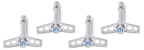Valve Cover Fastener - Stud - 1/4-20 in Thread - Tall T-Bar Wing Nuts - Mopar Omega Logo - Steel - Chrome - Set of 4