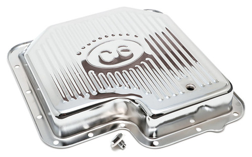 Transmission Pan - Stock Sump - Ribbed - Steel - Chrome - C6 - Each