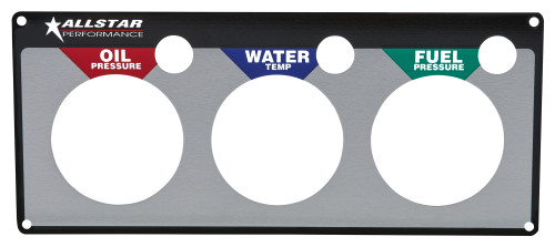 Gauge Panel Face Plate - Fuel Pressure / Oil Pressure / Water Temperature - Aluminum - Allstar Gauge Panels - Each