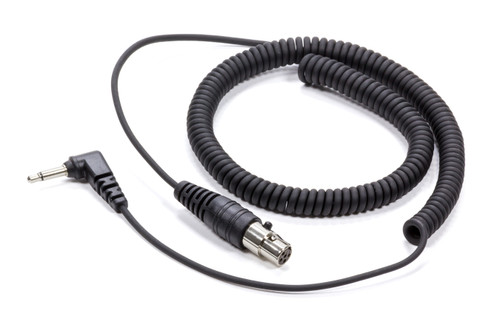 Headset Cable - Listen Only - 90 Degree - 1/8 in Male to 1/8 in Female Jack - Spiral Cord - Each