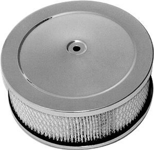 Air Cleaner Assembly - 6.375 in Round - 2.5 in Tall - 5-1/8 in Carb Flange - Raised Base - Steel - Chrome - Kit