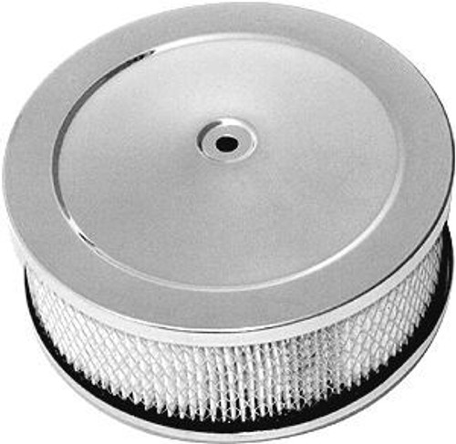 Air Cleaner Assembly - 6.375 in Round - 2.5 in Tall - 5-1/8 in Carb Flange - Raised Base - Steel - Chrome - Kit Air Cleaner Assembly - 6.375 in Round - 2.5 in Tall - 5-1/8 in Carb Flange - Raised Base - Steel - Chrome - Kit