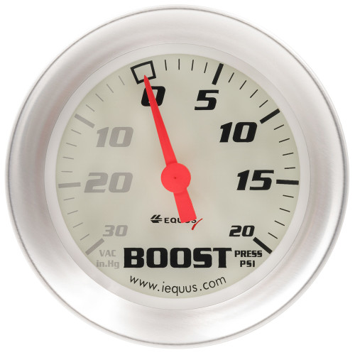 Boost / Vacuum Gauge - 8000 Performance Series - 30 in HG-20 psi - Mechanical - Analog - 2-5/8 in Diameter - White Face - Each