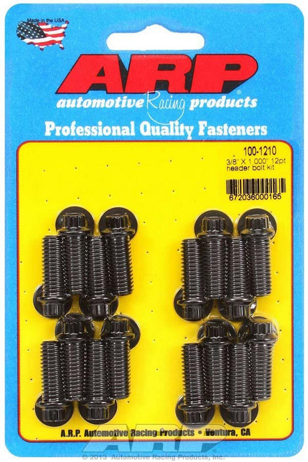 Header Bolt - 3/8-16 in Thread - 1 in Long - 12 Point Head - Chromoly - Black Oxide - Universal - Set of 16 Header Bolt - 3/8-16 in Thread - 1 in Long - 12 Point Head - Chromoly - Black Oxide - Universal - Set of 16