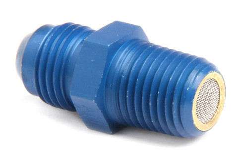 Fitting - Adapter - Nitrous Oxide Filter - Straight - 6 AN Male to 1/4 in NPT Male - Aluminum - Blue Anodized - Each Fitting - Adapter - Nitrous Oxide Filter - Straight - 6 AN Male to 1/4 in NPT Male - Aluminum - Blue Anodized - Each