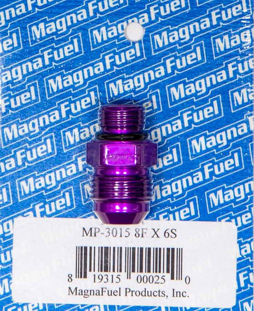 Fitting - Adapter - Straight - 8 AN Male to 6 AN Male O-Ring - Aluminum - Purple Anodized - Each