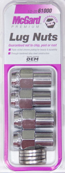 Lug Nut - Premium - 1/2-20 in Right Hand Thread - 13/16 in Hex Head - 0.746 in Shank - Closed End - Washers Included - Steel - Chrome - Set of 4