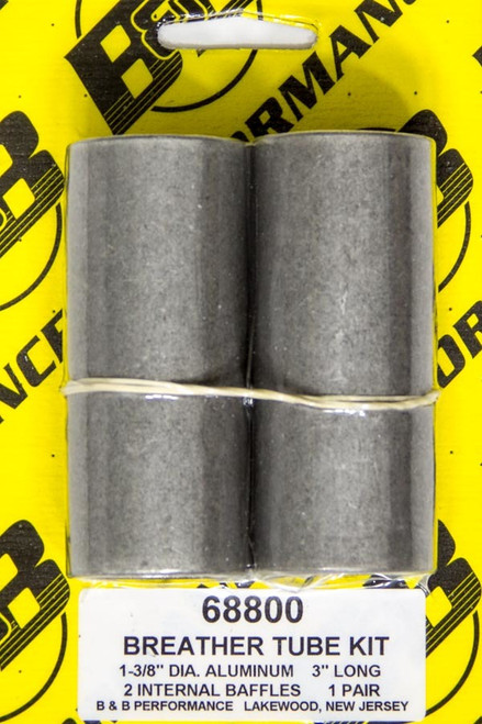 Breather Tube - 1-3/8 in OD - 3 in Long - 2 Internal Baffles - Aluminum - Pair