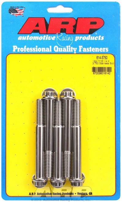 Bolt - 7/16-14 in Thread - 3.75 in Long - 1/2 in 12 Point Head - Stainless - Polished - Universal - Set of 5