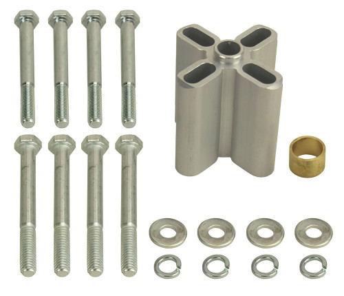 Fan Spacer - 2-1/2 in Thick - Bushing / Hardware Included - Aluminum - Clear Anodized - Universal - Each