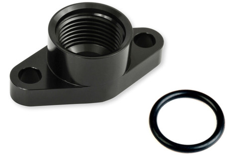 Fitting - Turbo Fitting - Adapter - Straight - Oil Pan Drain Flange to 12 AN Female O-Ring - Aluminum - Black Anodized - T40 / GT4508R / 2024 Turbos - Each