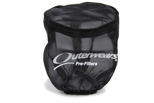 Air Filter Wrap - Pre Filter - Round - 3.75 in Diameter - 4 in Tall - Water Repellent - Outerwears Logo - Polyester - Black - Each