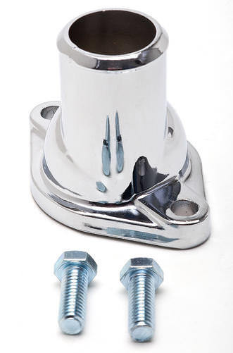 Water Neck - Straight - 1-1/2 in ID Hose - O-Ring - Hardware Included - Steel - Chrome - Chevy V8 - Each