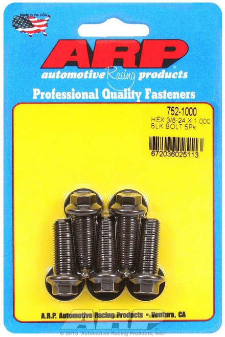 Bolt - 3/8-24 in Thread - 1 in Long - 3/8 in Hex Head - Chromoly - Black Oxide - Universal - Set of 5