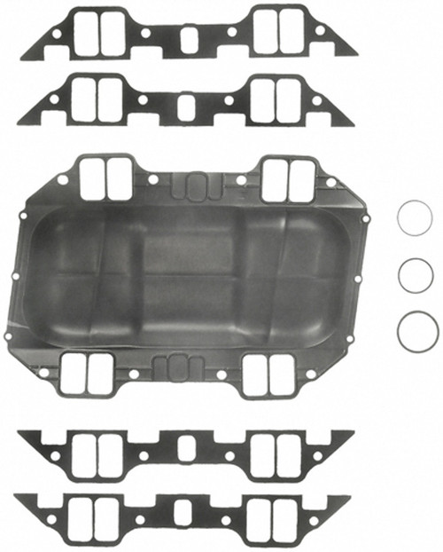 Valley Pan Gasket - Embossed Metal - 0.015 in Thick - 1.230 x 2.270 in Rectangular Port - Mopar B-Series - Kit