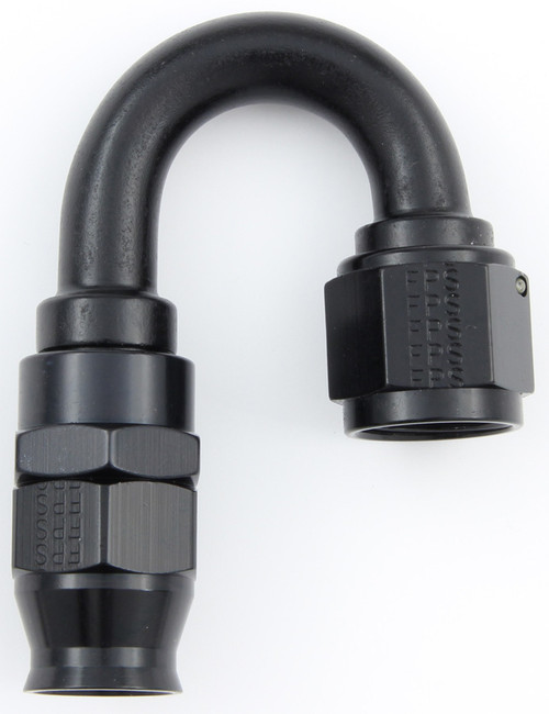 Fitting - Hose End - Real Street - PTFE Hose - 180 Degree - 10 AN Hose to 10 AN Female - Aluminum - Black Anodized - Each