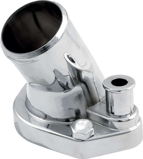 Water Neck - 45 Degree - 1-1/2 in ID Hose - O-Ring - Hardware Included - Aluminum - Chrome - Small Block Ford - Each