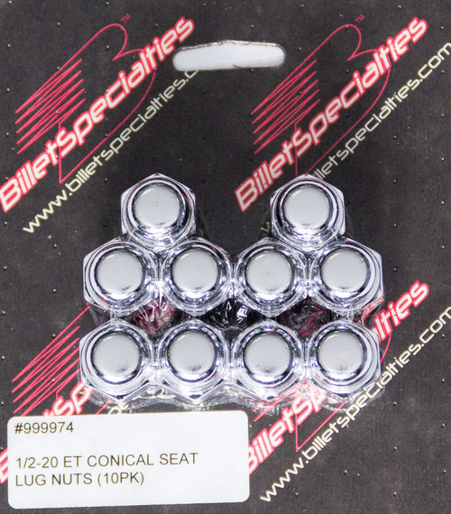 Lug Nut - 1/2-20 in Thread - 13/16 Hex Head - 60 Degree Seat - Closed End - Steel - Chrome - Set of 10