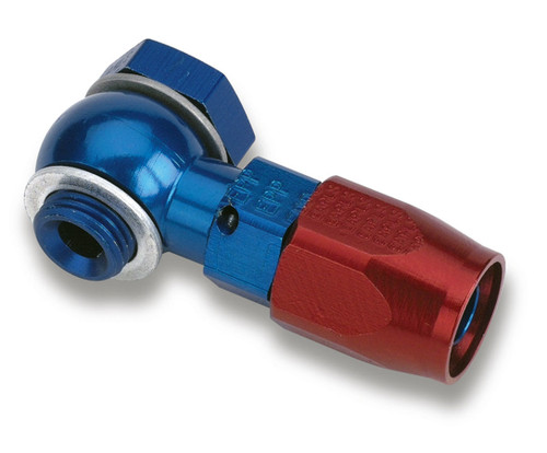 Fitting - Hose End - Banjo - Straight - 6 AN Hose to 9/16-24 in Banjo - Aluminum - Blue / Red Anodized - Each