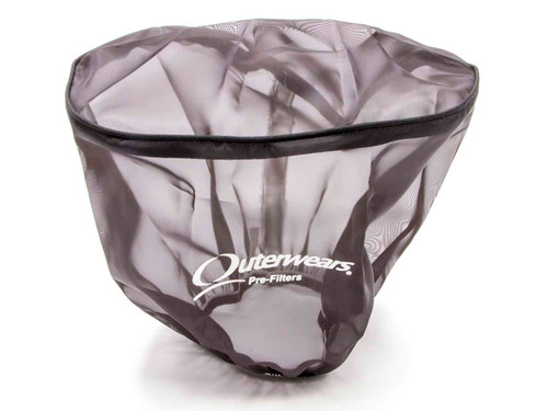 Air Filter Wrap - Pre Filter - Oval - 9 in long - 5.25 Wide - 6.25 in Tall - Top - Outerwear Logo - Polyester - Black - Each