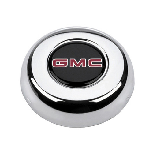 Horn Button - Black / Red GMC Logo - Steel - Chrome - Grant Classic / Challenger Steering Wheels - Each Horn Button - Black / Red GMC Logo - Steel - Chrome - Grant Classic / Challenger Steering Wheels - Each