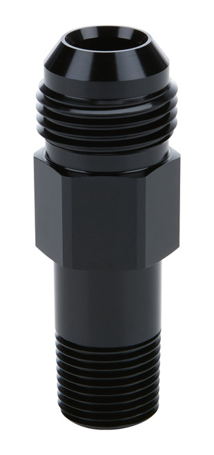 Extended Oil Inlet - Straight - 12 AN Male to 1/2 in NPT Male - 3 in Long - Aluminum - Black Anodized - Each Extended Oil Inlet - Straight - 12 AN Male to 1/2 in NPT Male - 3 in Long - Aluminum - Black Anodized - Each