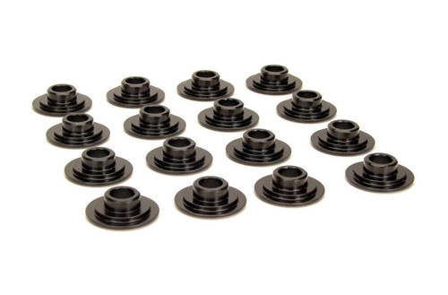 Valve Spring Retainer - Super Lock - 10 Degree - 1.115 in / 0.690 in OD Steps - 1.500-1.550 in Dual Spring - Chromoly - Black Oxide - Set of 16