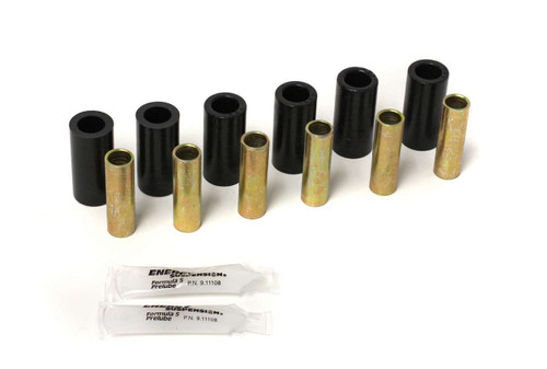 Leaf Spring Bushing Kit - Hyper-Flex - Front / Rear - Polyurethane / Steel - Black / Cadmium - Jeep CJ5 1955-75 - Kit