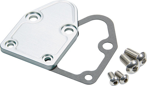 Fuel Pump Blockoff - Aluminum - Clear Anodized - Small Block Chevy - Each