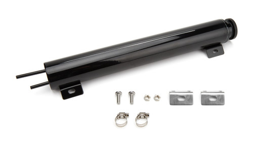 Overflow Tank - 22 oz - 15 in Tall - 2 in Diameter - 1/4 in Hose Barb Inlet - 1/4 in Hose Barb Outlet - Stainless - Black Powder Coat - Each