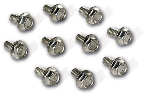 Timing Cover Bolt Kit - 1/4-20 in Thread - Integral Serrated Face Washer - Grade 8 - Steel - Zinc Plated - Chevy V6 / V8 - Set of 10