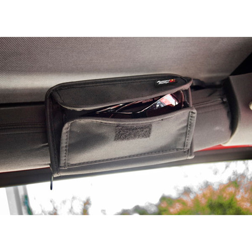 Storage Pouch - Roll bar Mount - Sunglass Storage - Hook and Loop Attachment / Closure - Nylon - Black - Each