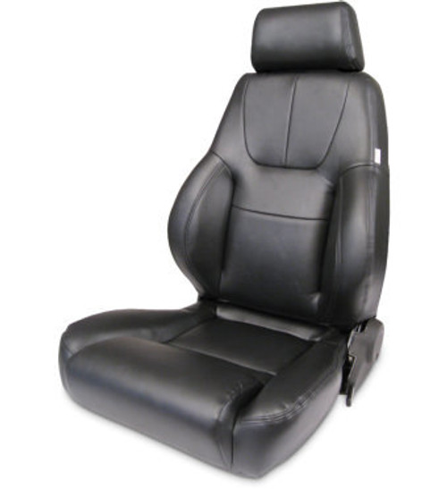 Seat - Elite Lumbar - Driver Side - Sliders - Reclining - Side Bolsters - Lumbar Support - Vinyl - Black - Each