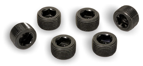 Deck Plug Kit - 3/4 in NPT - Steel - Black Oxide - Small Block Chevy / V6 - Set of 6