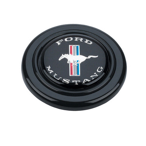 Horn Button - Black / Blue / Red / White / Silver Mustang Logo - Plastic - Black / Silver - Grant Signature Series Wheels - Each