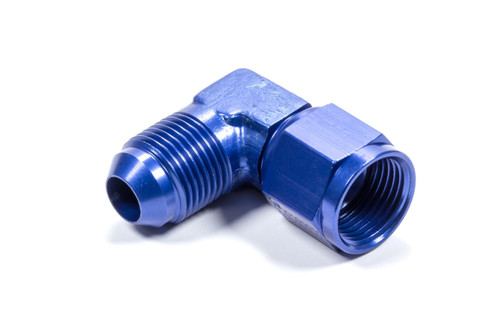 Fitting - Adapter - 90 Degree - 8 AN Female Swivel to 8 AN Male - Aluminum - Blue Anodized - Each