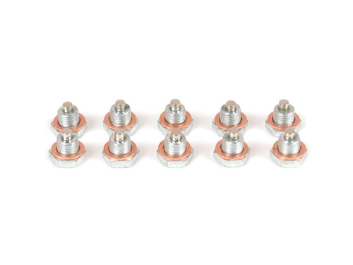 Drain Plug - 1/2-20 in Thread - Hex Head - Copper Washer - Magnetic - Steel - Set of 10