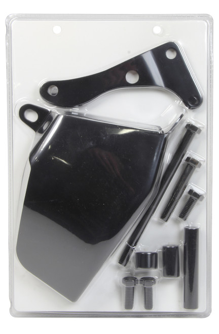Alternator Bracket - Passenger Side - Steel - Black Powder Coat - Long Water Pump - Small Block Chevy - Kit